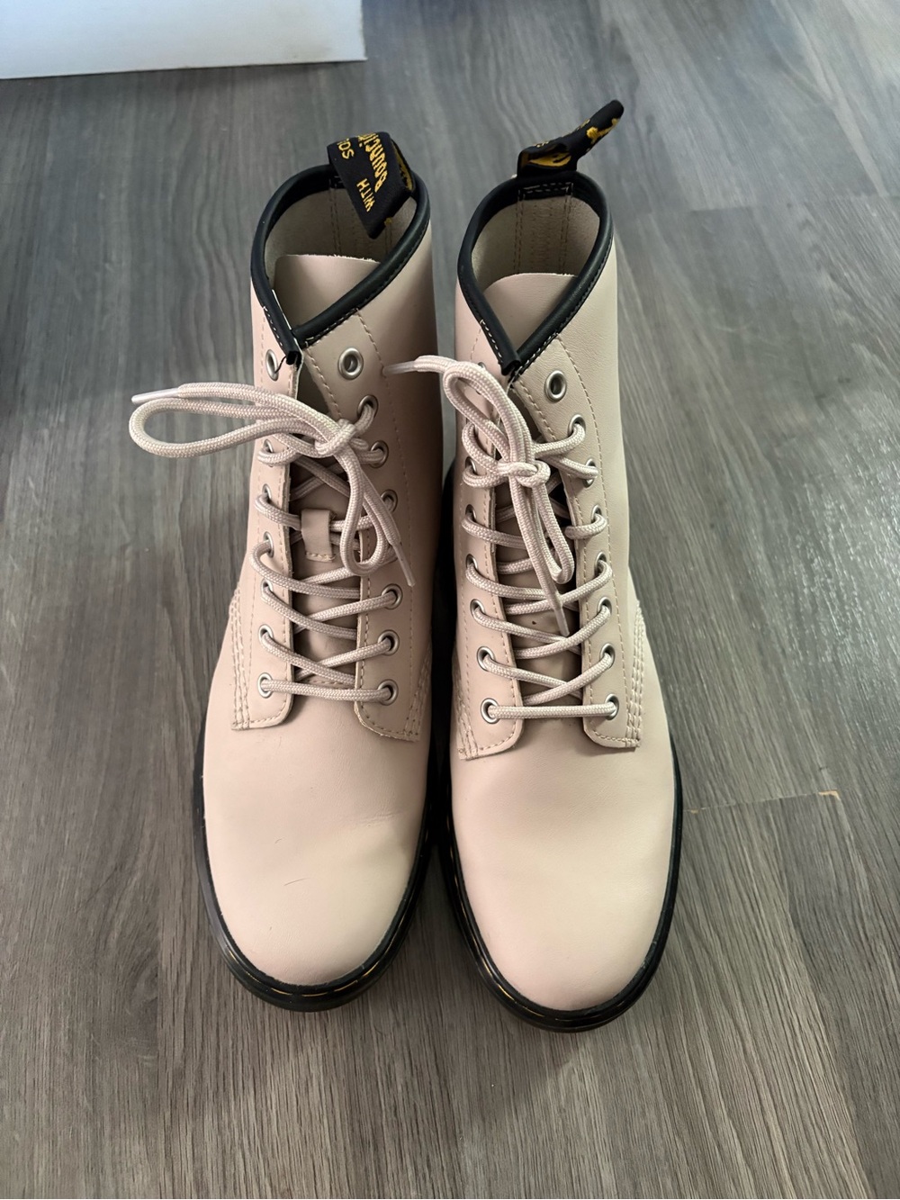 Doc Martens Lace-Up Ankle Boots in Light Pink